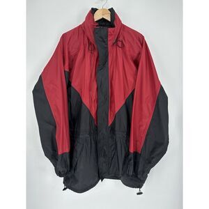 Vintage Stearns Jacket Mens L/XL Red Hooded Dry Wear‎ Water Proof Rain Coat 90s